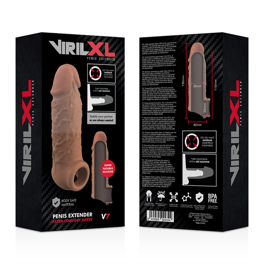 VIRILXL - TEKUTÝ SILIKONOVÝ NÁSTAVEC NA PENIS V7 HNĚDÝ