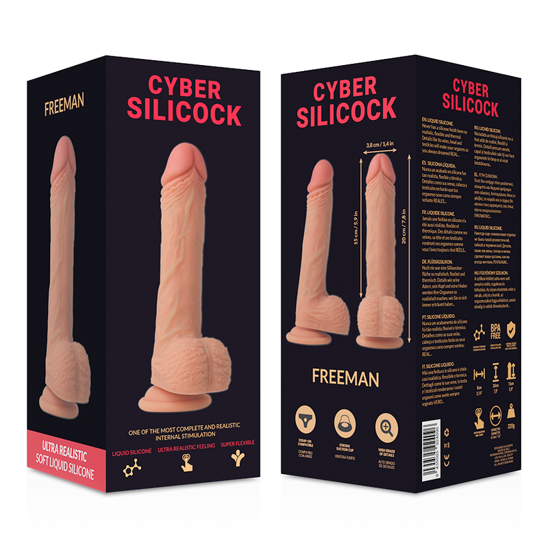 CYBER SILICOCK - FREEMAN ULTRA REALISTICKÝ MĚKKÝ TEKUTÝ SILIKON 20 CM -O- 3,8 CM