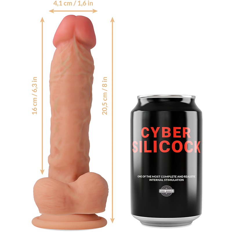 CYBER SILICOCK - PŘÍVĚS MAGNUS TEKUTÝ SILIKON SE 3 KROUŽKY ZDARMA 20,5 CM -O- 4,1 CM
