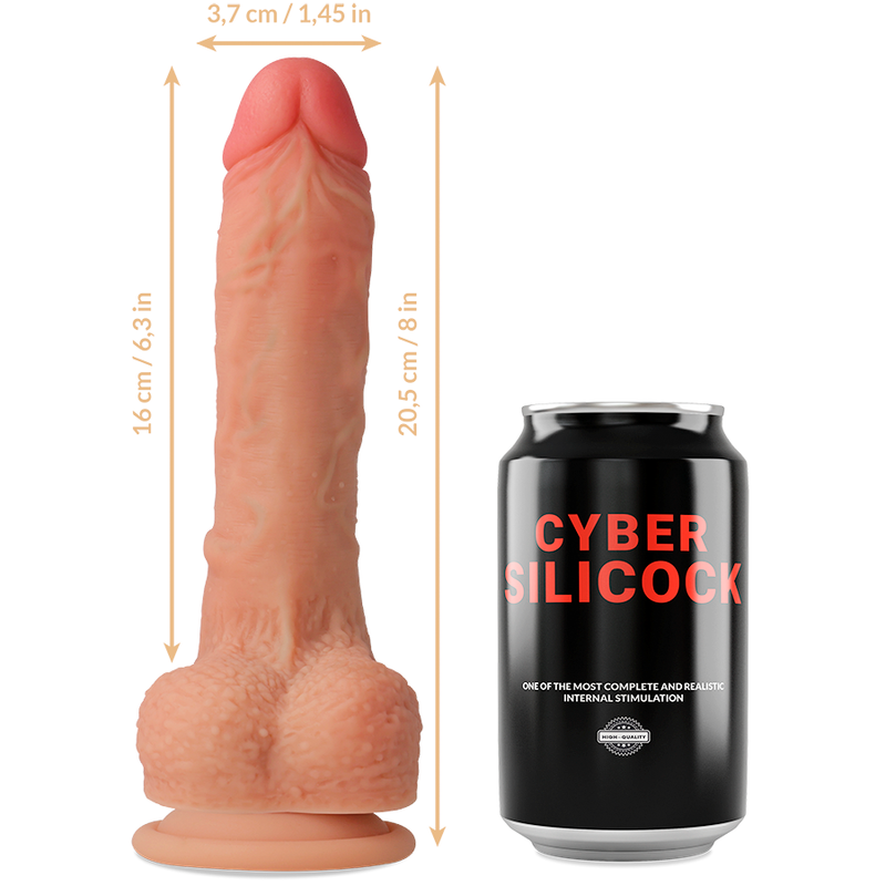 CYBER SILICOCK - PŘÍVĚS CONNOR Z TEKUTÉHO SILIKONU SE 3 KROUŽKY ZDARMA 20,5 CM -O- 3,7 CM