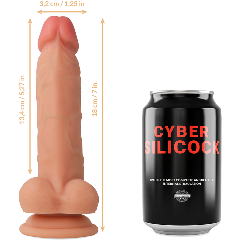 CYBER SILICOCK - PŘÍVĚS JUDE Z TEKUTÉHO SILIKONU SE 3 KROUŽKY ZDARMA 18 CM -O- 3,2 CM