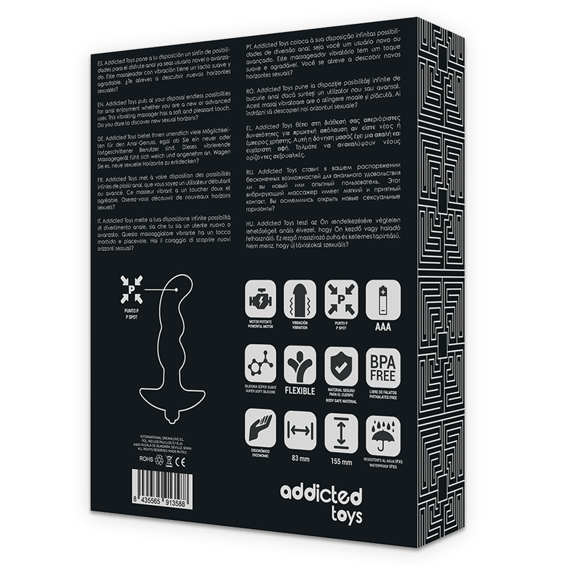 ADDICTED TOYS - ANÁLNÍ MASÁŽNÍ PŘÍSTROJ S ČERNÝMI VIBRACEMI MODEL 2