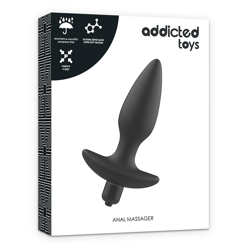 ADDICTED TOYS - ANÁLNÍ MASÁŽNÍ ZÁSOBNÍK S VIBRACEMI, ČERNÝ